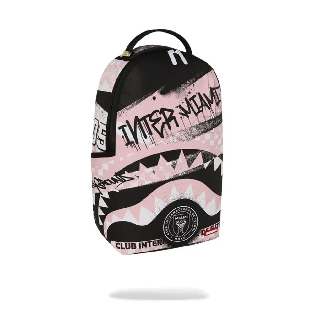 NEW Sprayground Inter Miami Stencil Shark DLXSV Pink Black Backpack MLS Soccer